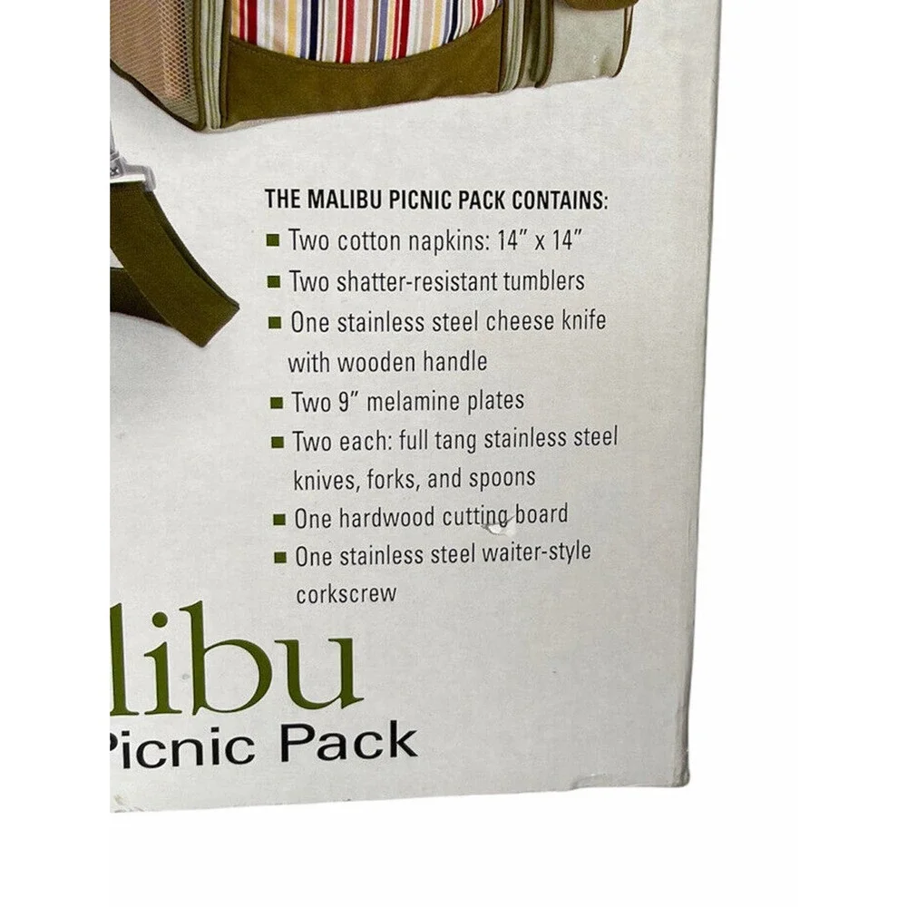 NEW Picnic Time Riviera Collection Malibu Insulated Picnic Cooler Tote For 2‎